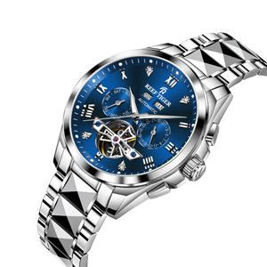 Vintage Mens Blue Day Date Dial Automatic Watches For Sale - Reef Tiger RGA8235