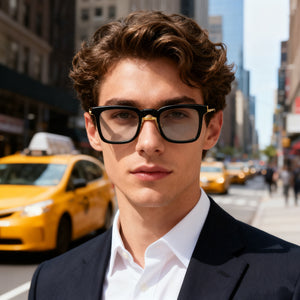 OBLVLO OBL-903-B: Luxury Black Acetate Sunglasses, 400 UV Protection, Square Brown Lenses, Unisex Fashion Sunglasses