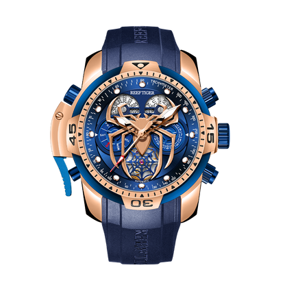 Luxury Reef Tiger Aurora Spider Rose Gold Automatic Chronograph Military Watches for Men