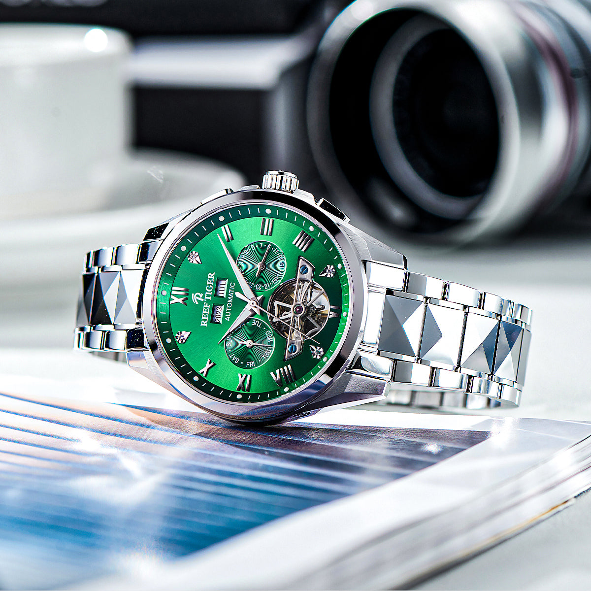 Best Affordable Green Day Date Dial Automatic Watches - Reef Tiger RGA