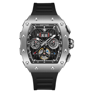 REEF TIGER Aurora RGA3009 Multifunctional Date Luminous Waterproof Flywheel Tonneau Automatic Mechanical Watch for Men