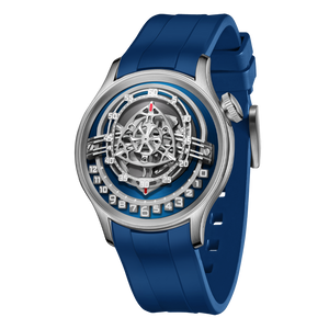 Cool OBLVLO BLM ROTOR Blue Dial Watch - Unique Rotary Engine Automatic Watches for Men