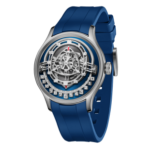 Cool OBLVLO BLM ROTOR Blue Dial Watch - Unique Rotary Engine Automatic Watches for Men