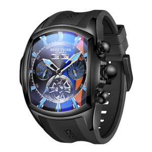 Affordable Reef Tiger Aurora Tank Racing Best Black PVD Sport Automatic Watch for Men