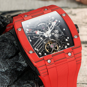 Best Luxury Tonneau Red Mechanical Skeleton Watches - Oblvlo EM-ST-RBRR
