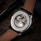 All Black Luxury OBLVLO CSM-CA Men's Casino Automatic Mechanical Watch - Iced-Out Black & Emerald Green Gem Center Dial with Black Leather Strap