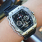 REEF TIGER Aurora RGA3009 Multifunctional Date Luminous Waterproof Flywheel Tonneau Automatic Mechanical Watch for Men