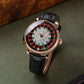 OBLVLO CSM-CA Men's Luxury Casino Roulette Wheel Watch - Rose Gold Case, Full Clear & Emerald Crystal Dial
