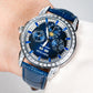 Classics Zirconia Bezel & Blue Dial Men 24 Hour Moon Phase Dress Business Watch - Reef Tiger RGA1988Classics Zirconia Bezel & Blue Dial Men 24 Hour Moon Phase Dress Business Watch - Reef Tiger RGA1988