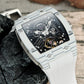 Luxury White Luminescent Carbon Fiber Skeleton Automatic Watches - Oblvlo EM-ST SBWW