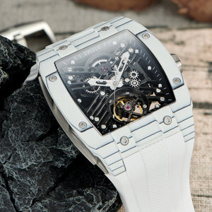 Luxury White LumiNova Carbon Fiber Skeleton Automatic Watches - Oblvlo EM-ST SBWW