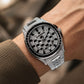 OBLVLO FM-DSL-AD Mens Iced Out Watch Luxury Black Crystal Baguette Bezel Automatic Mechanical Wristwatch Silver Stainless Steel Diamond Watch