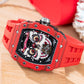 Fashion Unique Chinese Red Lion Dance Skeleton Automatic Watch - Reef Tiger RGA3009