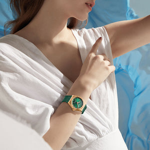 Luxury Womens Gold Diamond Mechanical Leather Watch - Bonest Gatti BG8902-L4 for Sale
