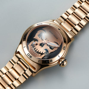 Luxury Reef Tiger Aurora Rose Gold Men's Automatic Skeleton Skull Watch