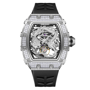Best Affordable OBLVLO Silver Chinese Dragon Diamond Watches for Men and Women