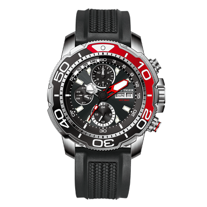 Men's Luminous Waterproof Multifunctional Automatic Mechanical Watch - Reef Tiger RGA3053 Steel/Rubber Strap