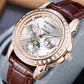 Luxury Rose Gold & Zirconia Bezel Multifunctional Mechanical Moon Phase Automatic Men Watches - Reef Tiger RGA1988