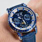 Affordable Luxury Blue Zirconia Bezel & Dial Men Moon Phase Dress Watch - Reef Tiger RGA1988