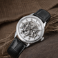 OBLVLO VMH Men's Automatic Watch 3D Relief Horse Skeleton Mechanical Wristwatch Silver Stainless Steel Case Black Leather Strap