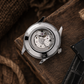 OBLVLO VMH Men's Automatic Watch 3D Relief Horse Skeleton Mechanical Wristwatch Silver Stainless Steel Case Black Leather Strap