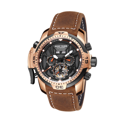 Luxury Rose Gold Reef Tiger Aurora Transformers Military Sports Automatic Watches