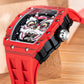 Fashion Unique Chinese Red Lion Dance Skeleton Automatic Watch - Reef Tiger RGA3009