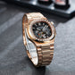 REEF TIGER RGA20S7 Black 44mm Multifunction 24-Hour Tourbillon Style Dial & Rose Gold Sqaure Case Automatic Dress Watch for men
