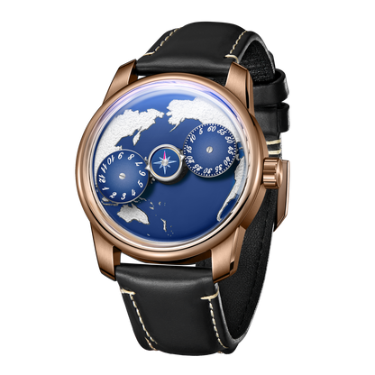 Unique Blue Pacific Ocean Maps Dial Automatic Watches For Mens - OBLVLO JM EARTH Series