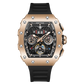 REEF TIGER RGA3009 Rose Gold Men Multifunctional Skeleton Automatic Tonneau Luminous Waterproof Watch