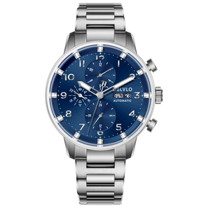 Luxury Vintage Blue Dial Oblvlo Design Men's Chronograph Style Pilot Watch - IM-MU YGB