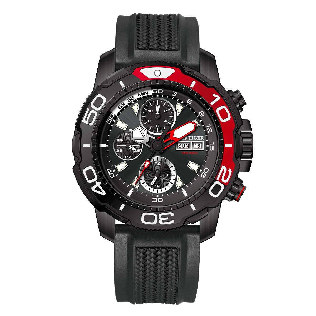 Black Men's Automatic Mechanical Dive Watch Feature Exceptional Waterproof and Luminous - Reef Tiger RGA3053