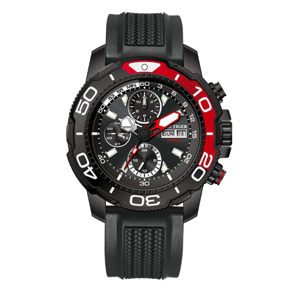 Black Men's Automatic Mechanical Dive Watch Feature Exceptional Waterproof and Luminous - Reef Tiger RGA3053