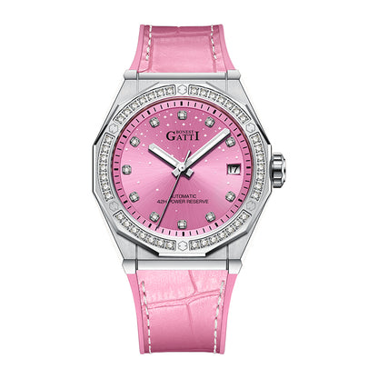 Luxury Women's Diamond Mechanical Leather Watch - Bonest Gatti BG8902-L2 for Sale