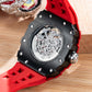 Fashion Unique Chinese Red Lion Dance Skeleton Automatic Watch - Reef Tiger RGA3009