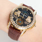 Reef Tiger RGA1935 - Affordable Luxury Yellow Gold/Diamond Mens Moon Phase Automatic Tourbillon Style Dial Dress Watches