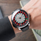 OBLVLO CSM-CA Men's Casino Roulette Wheel Automatic Mechanical Watch - Silver Stainless Steel Case, Black Dial & Black Leather Strap