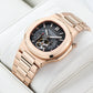 REEF TIGER RGA20S7 Black 44mm Multifunction 24-Hour Tourbillon Style Dial & Rose Gold Sqaure Case Automatic Dress Watch for men