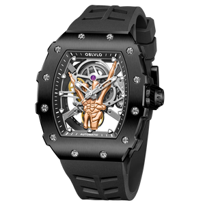 Cool OBLVLO XM FIG Series Luxury Skeleton Black PVD Automatic Watches for sale