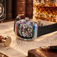 OBLVLO ZM-PH Luxus Silber Tonneau Automatikuhr - 3D Skelett Drachen- & Phönix-Motiv Design Mechanische Uhr