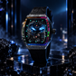 OBLVLO ZM-PH Luxus Silber Tonneau Automatikuhr - 3D Skelett Drachen- & Phönix-Motiv Design Mechanische Uhr
