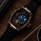 OBLVLO ZRM-ZM 46mm Rose Gold Tonneau Automatic Watch Skeleton Mechanical Luxury Sport Wristwatch Black Rubber Strap