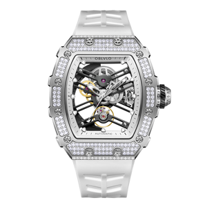 High Quality OBLVLO XM XSK Series White Crystal Diamond Skeleton Watches