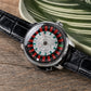 OBLVLO CSM-CA Men's Casino Roulette Wheel Automatic Mechanical Watch - Silver Stainless Steel Case, Black Dial & Black Leather Strap