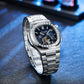 Affordable Luxury REEF TIGER RGA20S7 44mm Blue Dial Sqaure Case Inlay Zirconia & Multifunction 24-Hour Tourbillon Style Automatic Dress Wrist Watch for Men