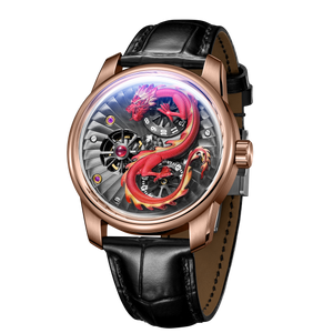 Red Chinese Dragon Automatic Skeleton Watches from OBLVLO JM Dragon Series