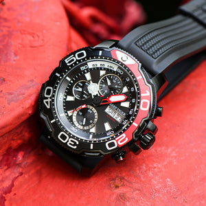 Black Men's Automatic Mechanical Dive Watch Feature Exceptional Waterproof and Luminous - Reef Tiger RGA3053