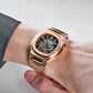 REEF TIGER RGA20S7 Black 44mm Multifunction 24-Hour Tourbillon Style Dial & Rose Gold Sqaure Case Automatic Dress Watch for men