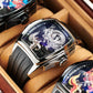 Reef Tiger Aurora Series - Cool Unique Silver China Dragon Skeleton Automatic Watches for Men