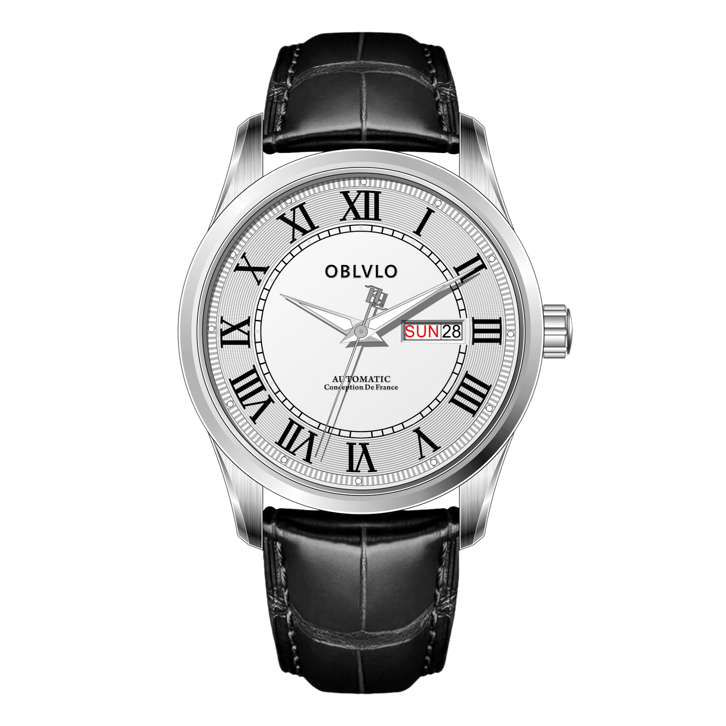 OBLVLO GC-SIM 41mm White Dial Roman Numeral/Day Date Automatic Mechanical Watch